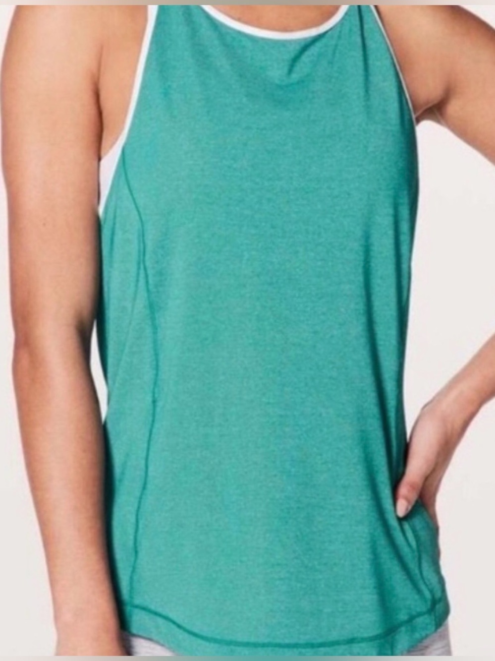 Lululemon Time to Sweat Tank Heathered Spirit Green White “ size measured”